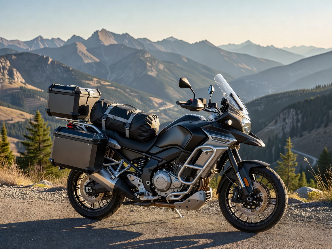 Touring-Motorrad mit Koffersystem für lange Strecken